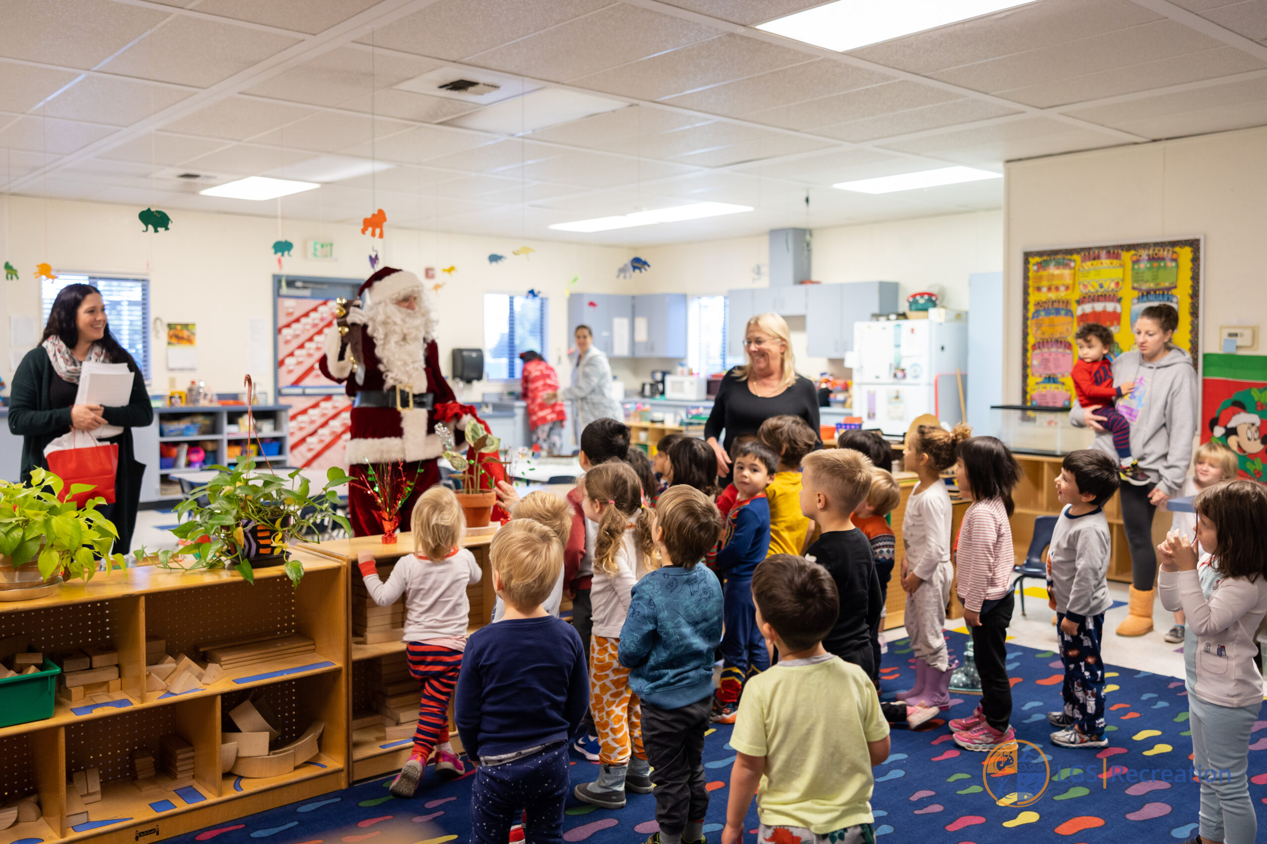 Santa_Visit_WOD24 Preschool students meeting santa