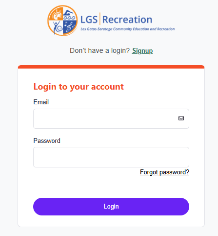 Login or create an account screenshot