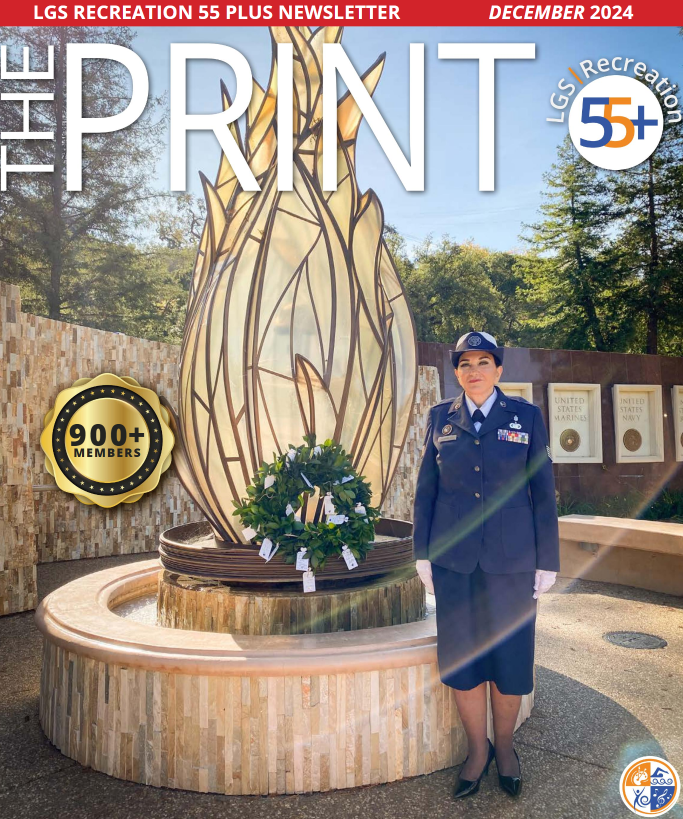 December 24 print cover - veteran in front of memorial in Los Gatos